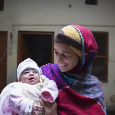 Sobia Sajid along with her newly born baby Ahmed Sajid at their residence after nine days since her delivery where she suffered from postpartum haemorrhaging and was given Tranxamin on March 14, 2019 in Rawalpindi, Pakistan. Saiyna Bashir © Wellcome Trust