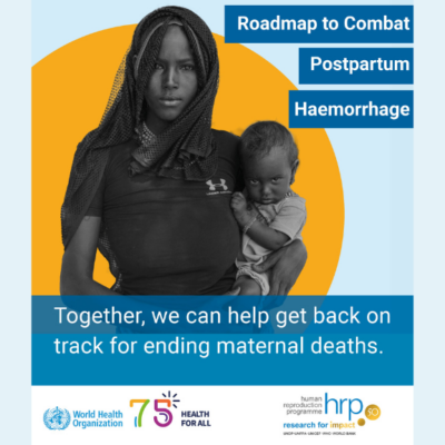 An awareness campaign poster featuring a woman with a message about maternal health.